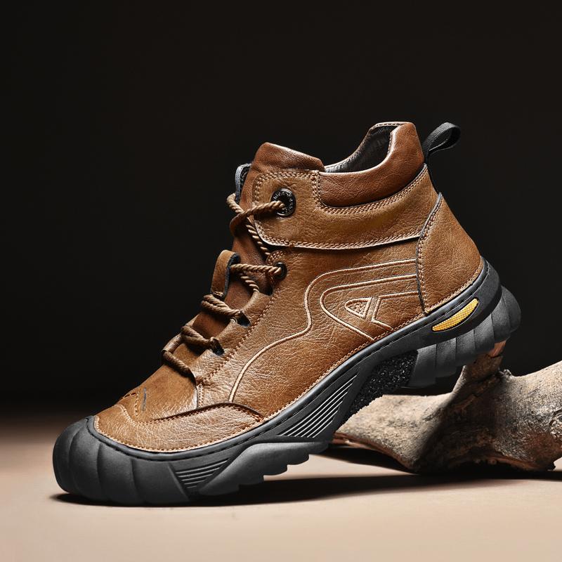 Зимние мужские ботинки в стиле ретро, теплые мужские походные хлопковые ботинки, повседневные кроссовки, зимние ботинки, нескользящая мужская обувь для отдыха из натуральной кожи