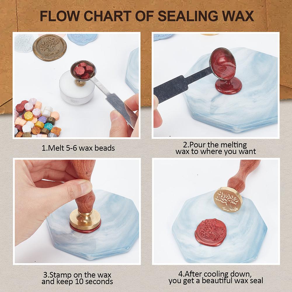 1pc Wax Seal Stamp Set Brass Sealing Wax Stamp Head with Wood Handle for Envelopes Invitations Gift Card Christmas Tree 83x22mm Stamps: 25x14.5mm