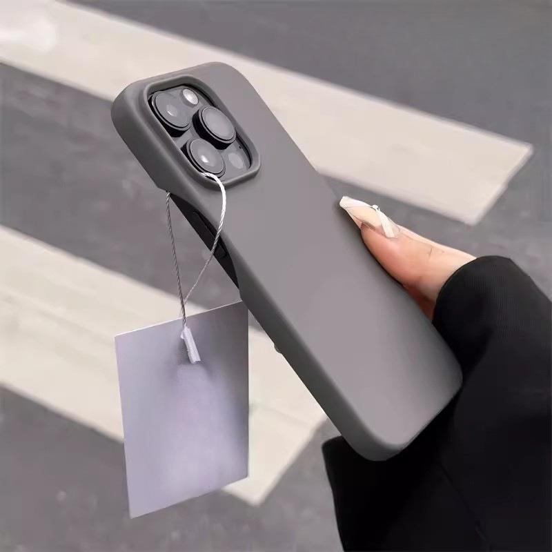 Simple Solid Color Without Borders for IPhone16promax Mobile Phone Case Liquid Silicone Apple 15 Anti Fall Soft Case