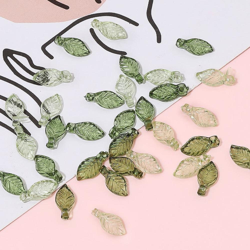 Transparent Green Transparent Leaf Shape Beads Charms Leaf Shape Beads Necklace Accessories