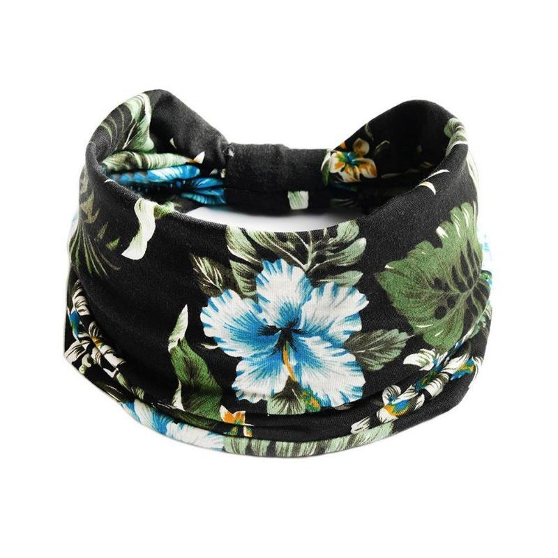 Summer Bohemian Bandanas Elastic Hair Bands Yoga Exercise Cotton Headband Women Headwear Print Vintage Cross Unisex Scrunchies