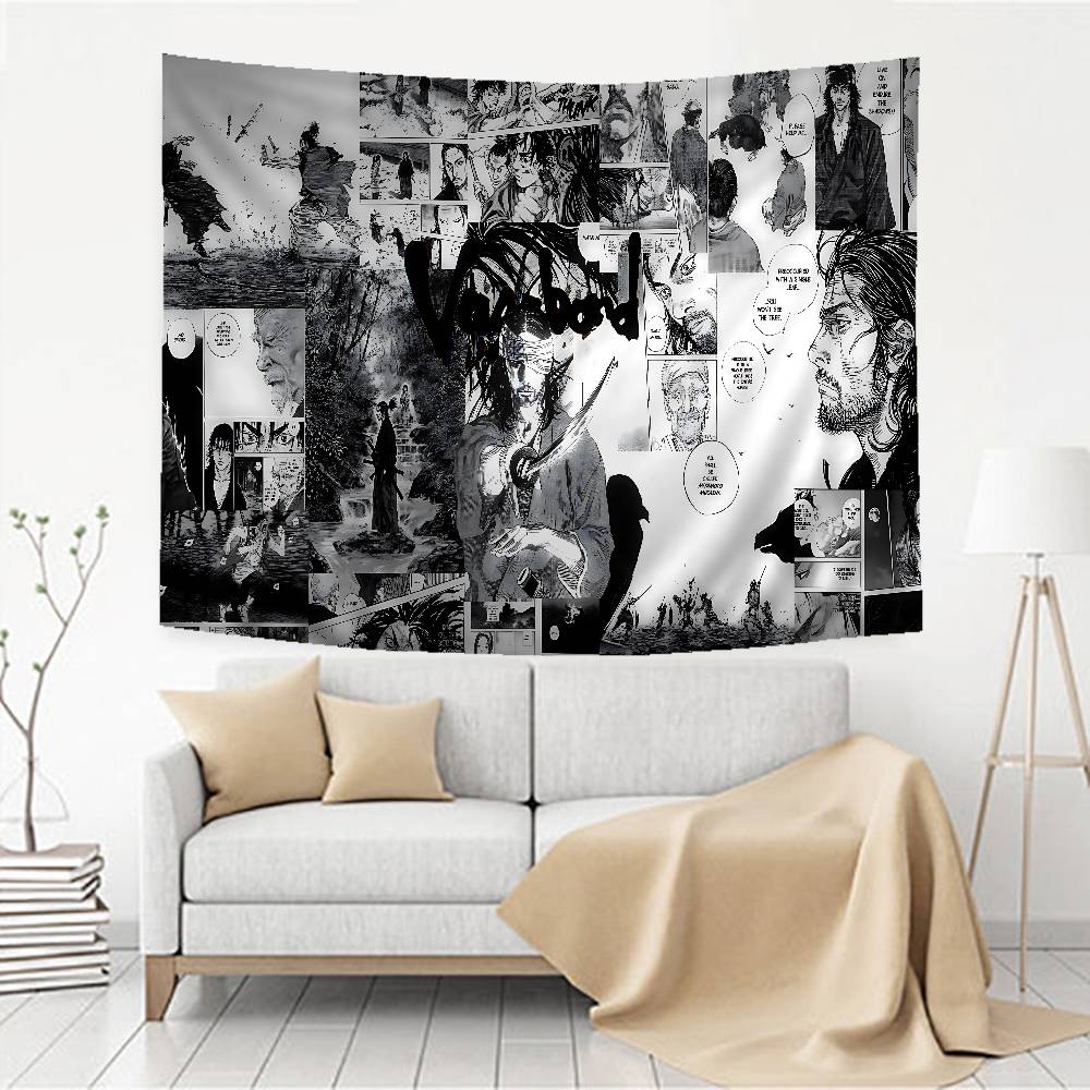 Anime Vagabond Tapestry Art Printing Japanese Wall Tapestry Anime Wall Hanging Home Decor