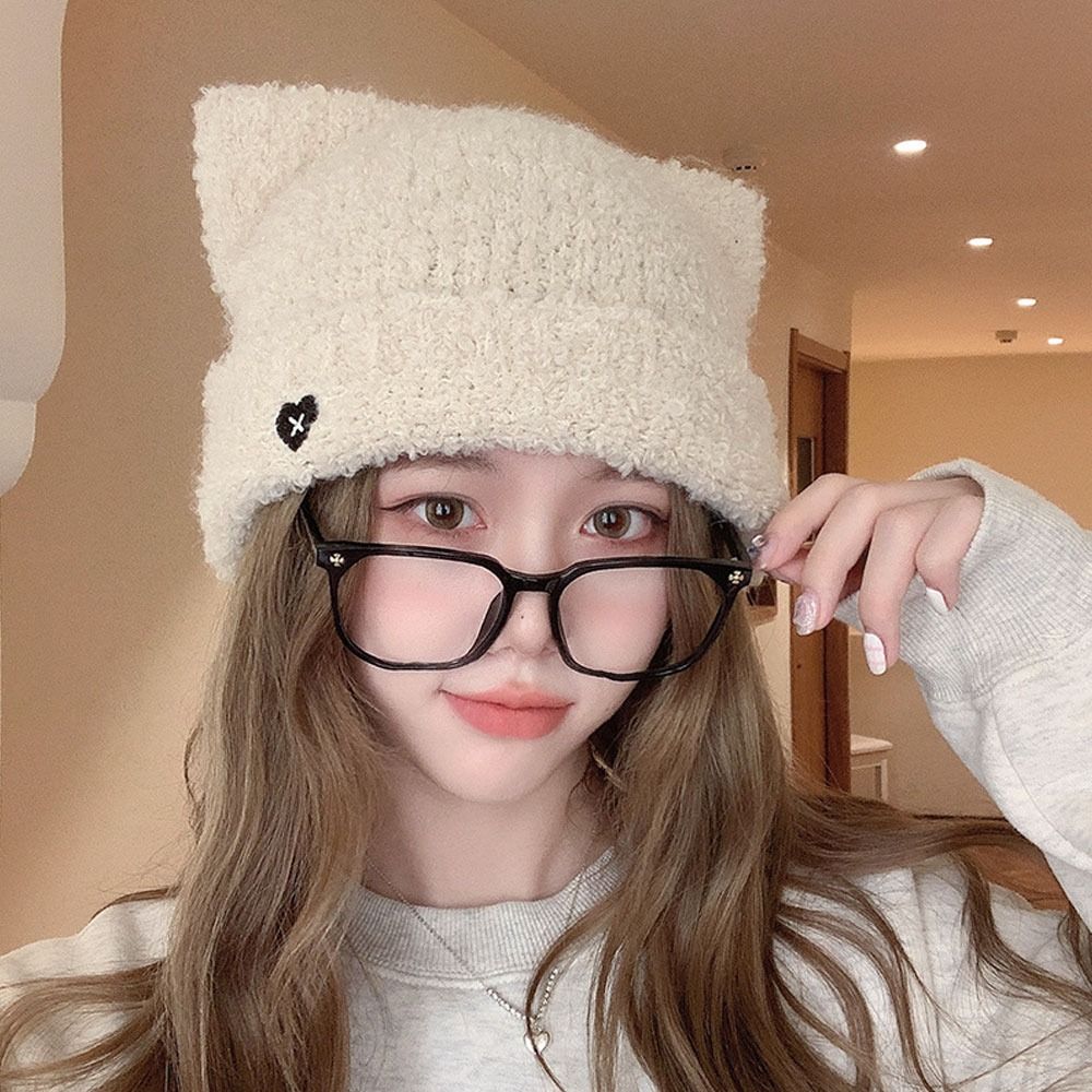 Cute Cat Ear Earmuffs Cap Fluffy Ear Protection Cap Winter Pullover Hats for Women