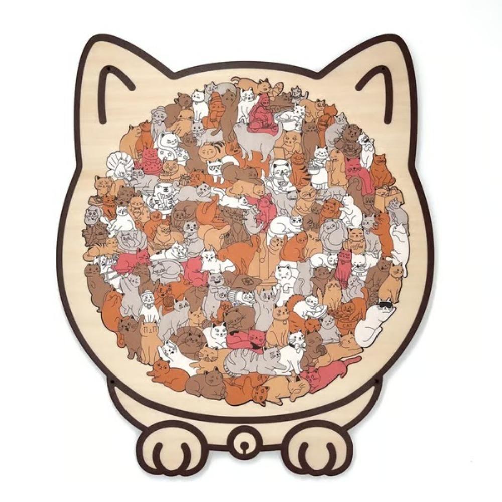 135-piece Cat Wooden Jigsaw Puzzle Macaron Color Animal Cats Decorative