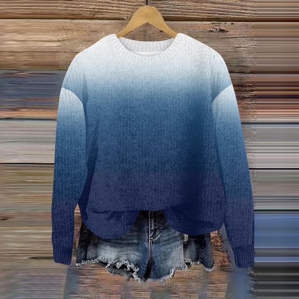 Свитшоты для женщин Вязаный свитер Милая рубашка Осенний круглый вырез Пуловер Топы