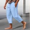 Men Cropped Pants Loose Side Pockets Drawstring Elastic Waist Quick-drying Solid Color Gym Traning Beach Sweatpants Long Trousers