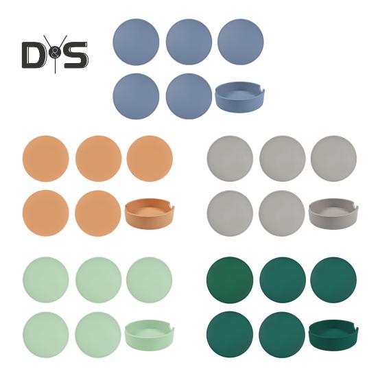 5 шт. силиконовых подставок с держателем, нескользящий коврик под чашку для напитков, утолщенные впитывающие коврики для горячих или холодных напитков, защита мебели, термостойкие