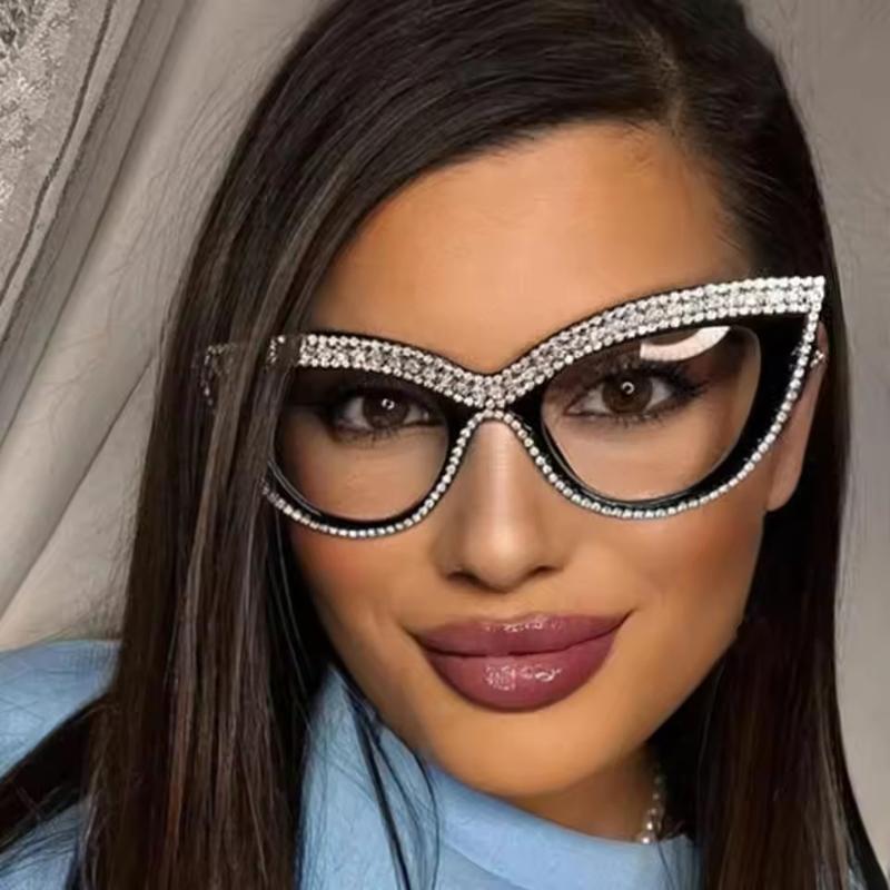 Неполяризованные солнцезащитные очки ручной работы с бриллиантами женские кошачий глаз ультралегкие модные трендовые солнцезащитные очки