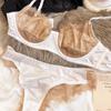 French Ultra Thin Lace Splicing Bra Set for Women Underwear Sexy Silk Breathable Bra and Panties Set Summer Comfortable Lingerie