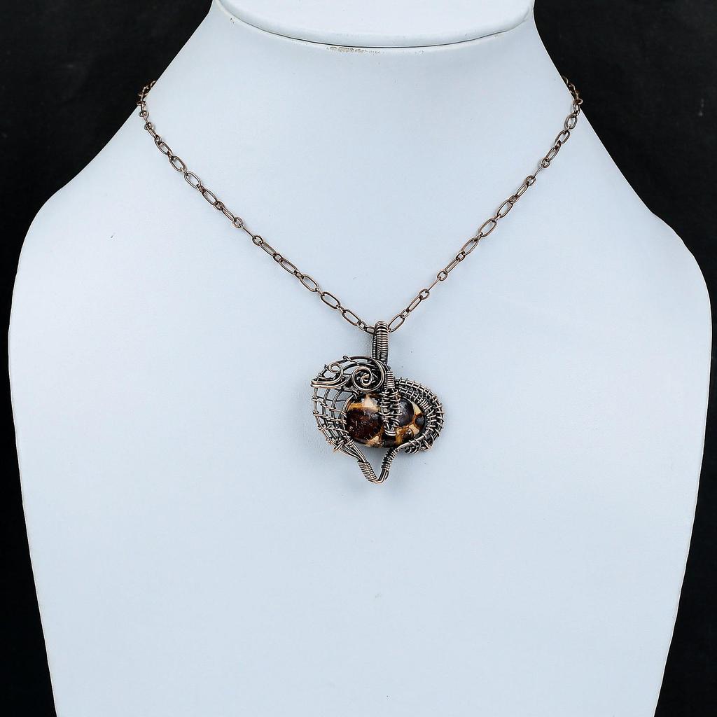 Подвеска из боксита, обернутая медной проволокой, кулон из боксита, ювелирное изделие ручной работы, дизайнерский кулон, обернутая медной проволокой, ювелирное изделие, кулон из драгоценных камней, подарок для мамы