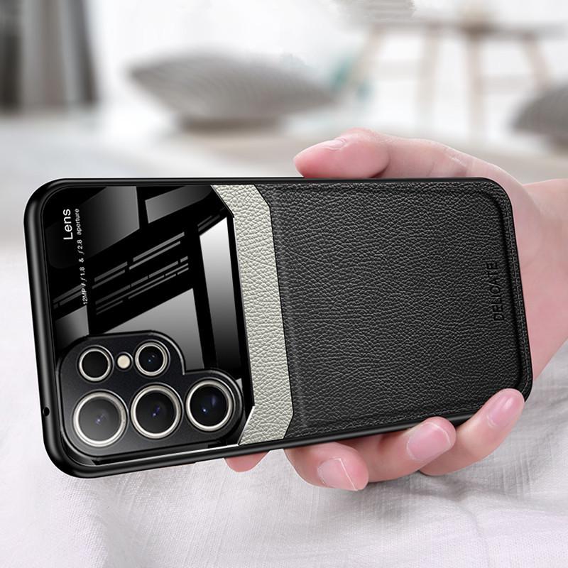 Совместимый чехол для телефона Samsung: S24 Ultra, S23 FE, S25, A53, A72, A34 - Отделка с текстурой кожи, Note 20+