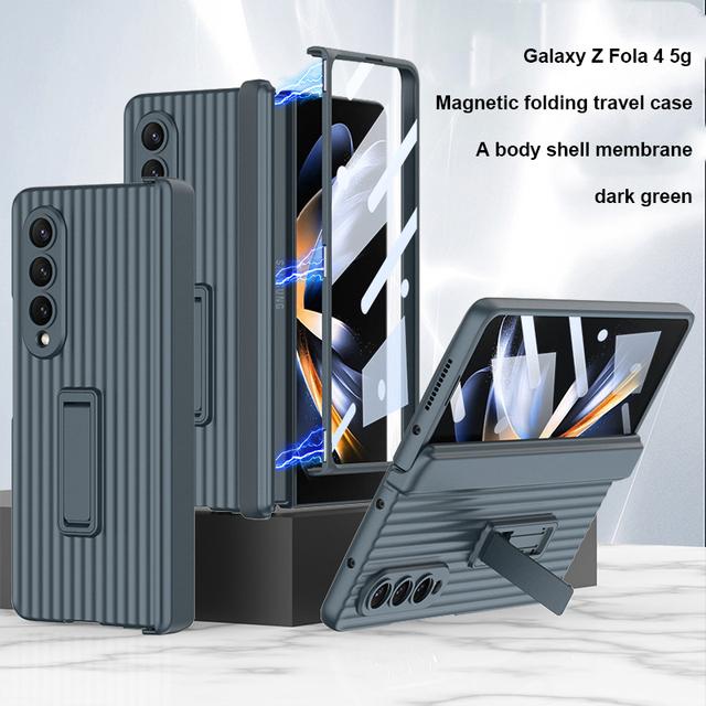 Чехол для Samsung Galaxy Z Fold 4 5g, магнитный шарнир, слот для ручки, подставка, жесткий чехол с защитным стеклом для экрана для Samsung Z Fold4