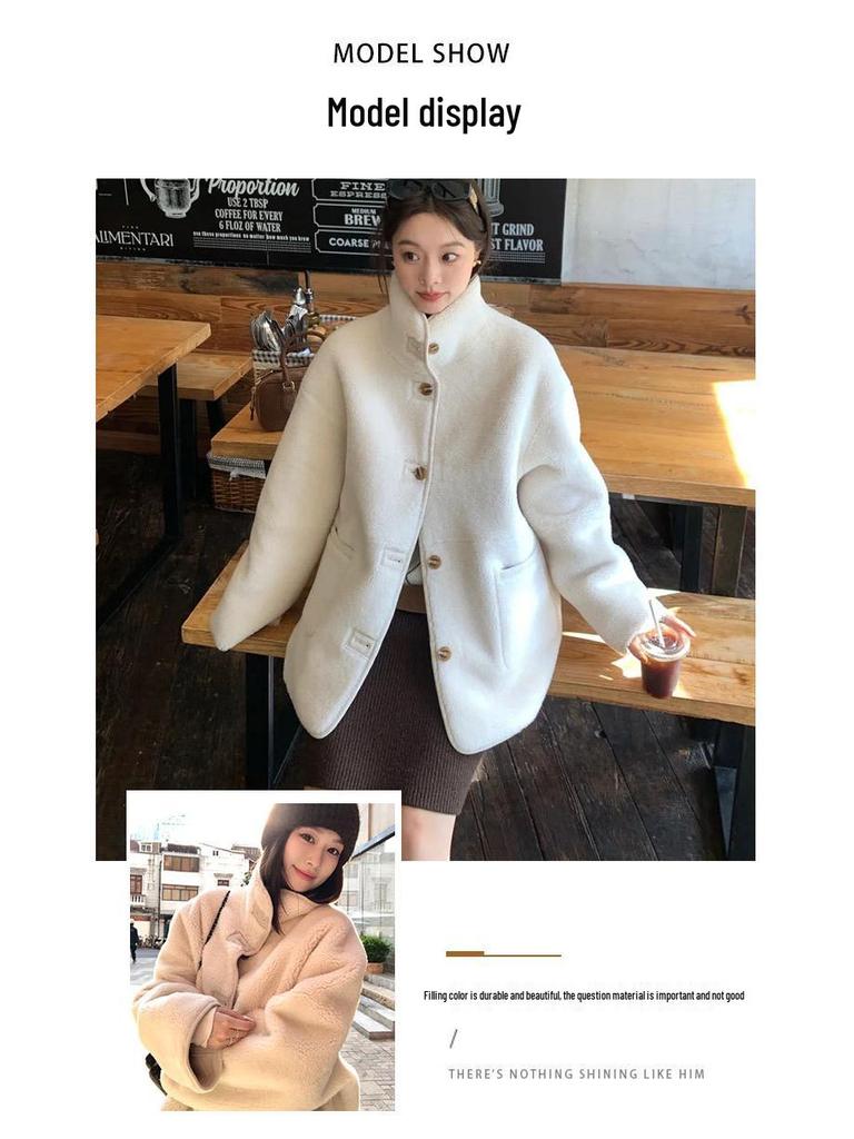 New Reversible Wool Blend Lambswool Suede Jacket with Stand Collar