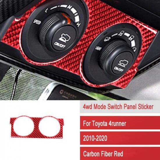 Red Carbon Fiber 4WD Four Wheel Switch Panle Cover For Toyota 4Runner 10-20 SU