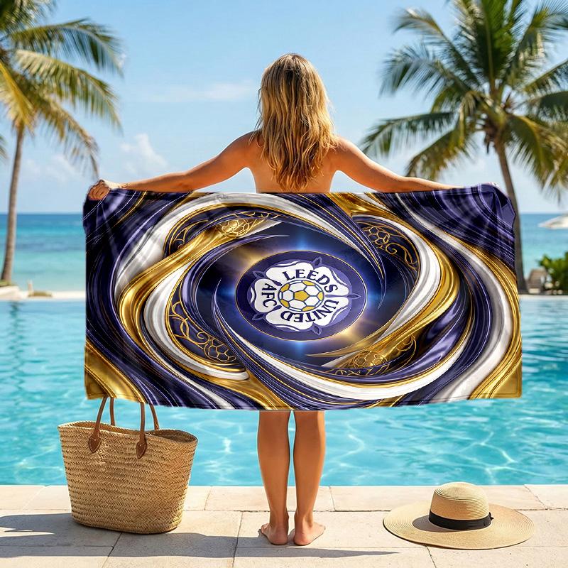 Пляжное полотенце Leeds United Football Мягкое из микрофибры Летнее полотенце Быстросохнущее Впитывающее полотенце для пляжа Бассейна Путешествий
