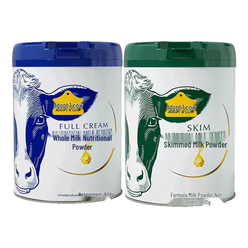 Adopt A Cow Adult Milk Powder Set (Whole & Skim, 2x800g)