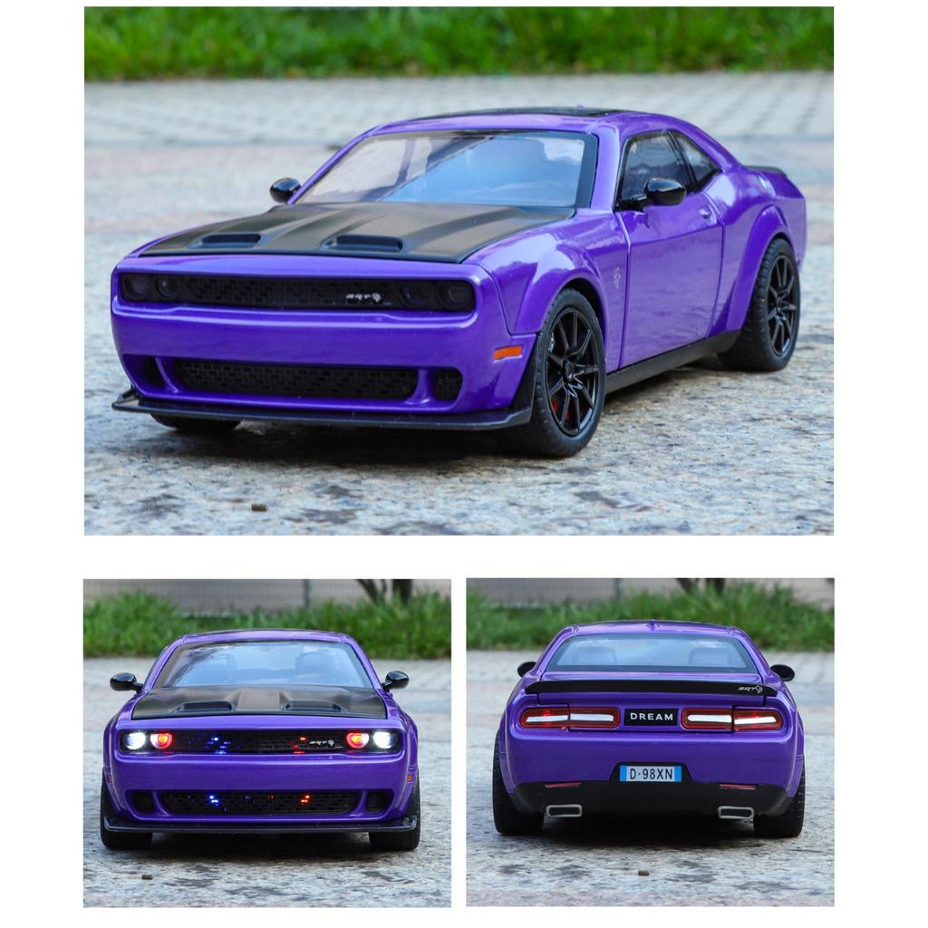 1:24 Challenger Hellcat Redeye Сплав Мышекар Модель Звук и Свет Оттяжка Детская Игрушка Коллекционные Предметы Подарок на День Рождения