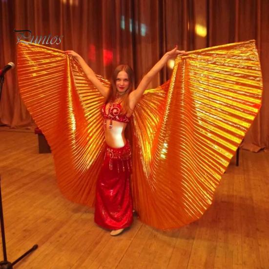 Костюм для танца живота с выдвижной палкой, женское раздвоенное египетское профессиональное крыло, 360 градусов, взрослое сценическое выступление, крыло ангела-бабочки