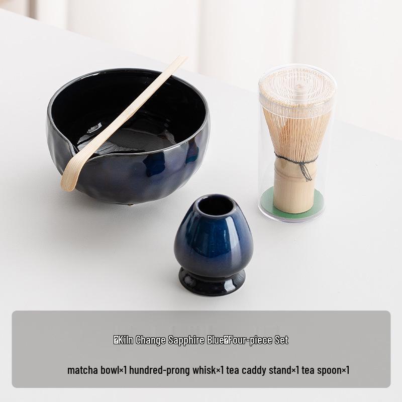 Handmade Japanese Matcha Ceramic Tea Bowl and Bamboo Whisking Tool