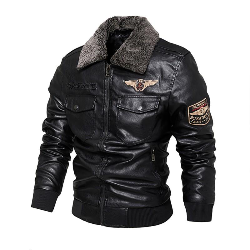 Mens Faux Leather Jacket Plus Size Biker Coat Warm Fleece Lined Casual Winter Outerwear Young Adults
