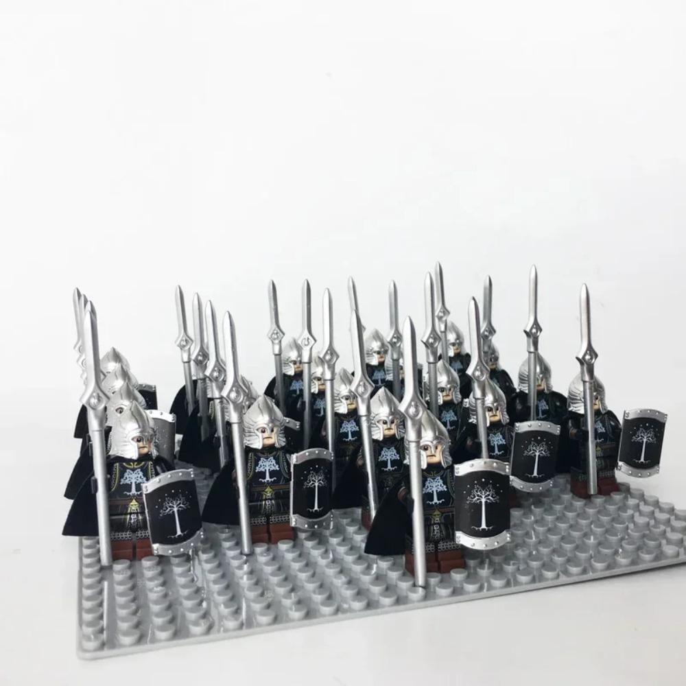 21 шт./лот Дэйн Железные Стопы Эомер Воин Рохана против Армии Урук-хаев Фигурки Со Щитом Мечом Луком Копьем Строительные Блоки Игрушки для Детей