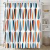 Shower Curtain Mid Century Modern Retro With Drop Shapes In Tones Abstract For All And Purposes Waterproof Polyester Fabric