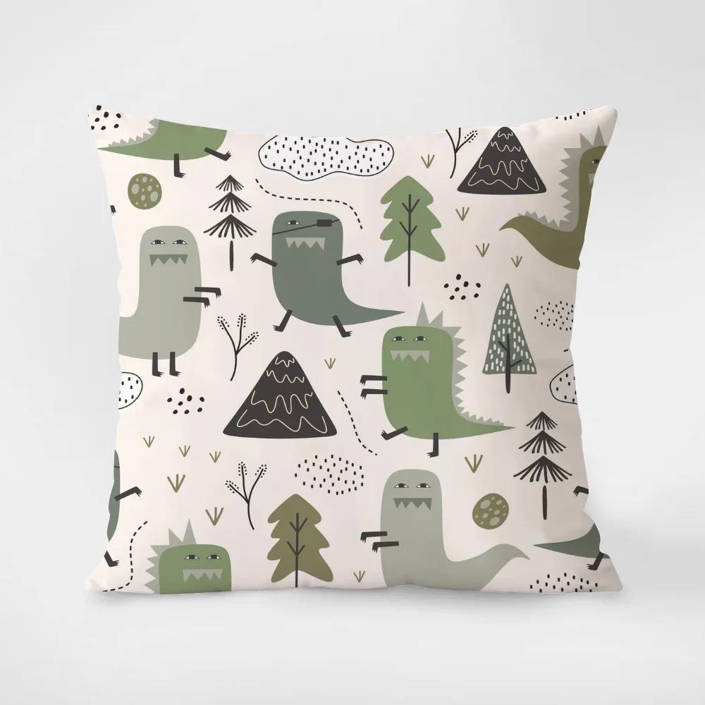 Creative Little Dinosaur Print Cartoon Pillowcase Interior Decoration Office Living Room Home Pillowcase