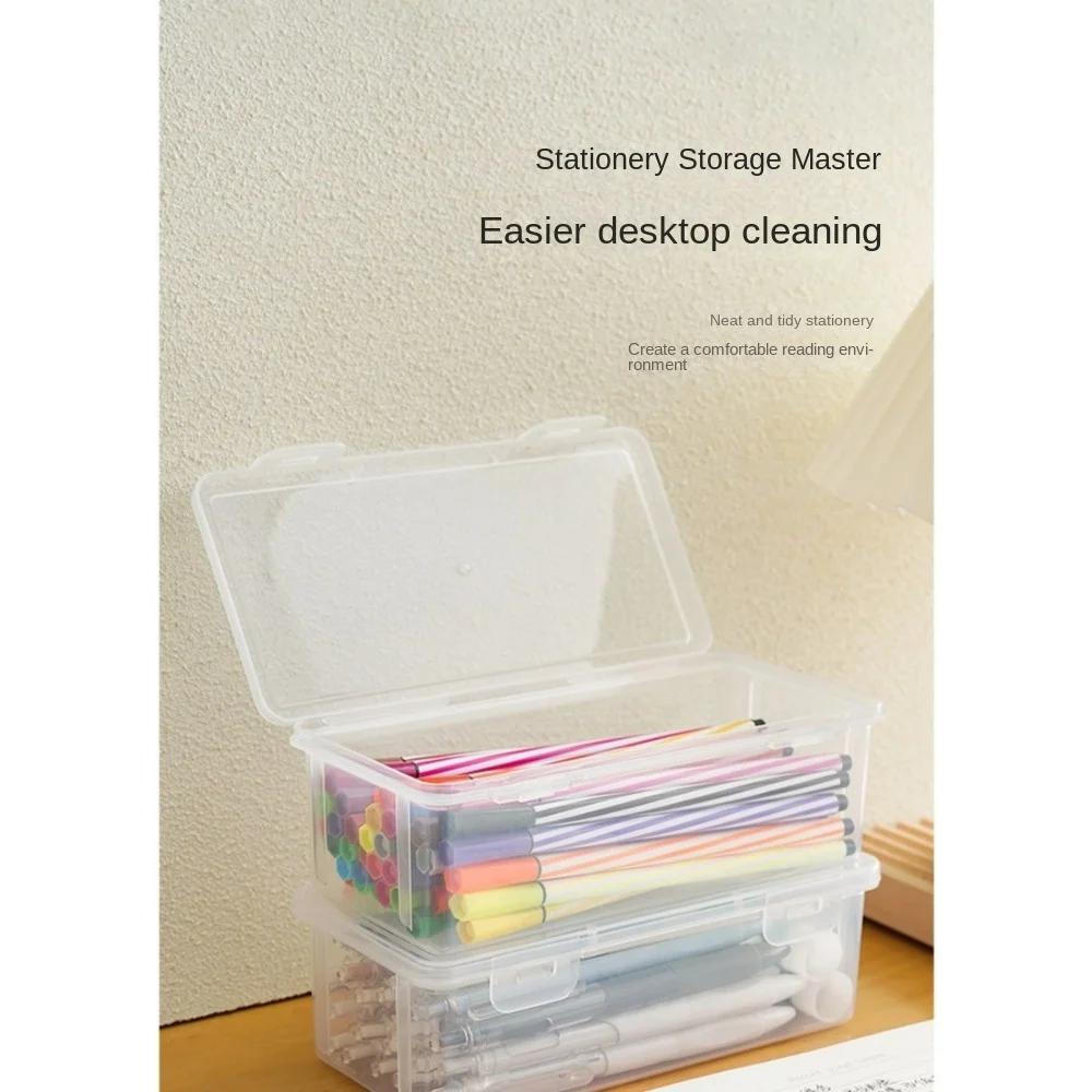 Storage Box Large Capacity Transparent Stationery Pen Holder for Colored Lead Children's Crayon Drawing and Sketching Pen Bag