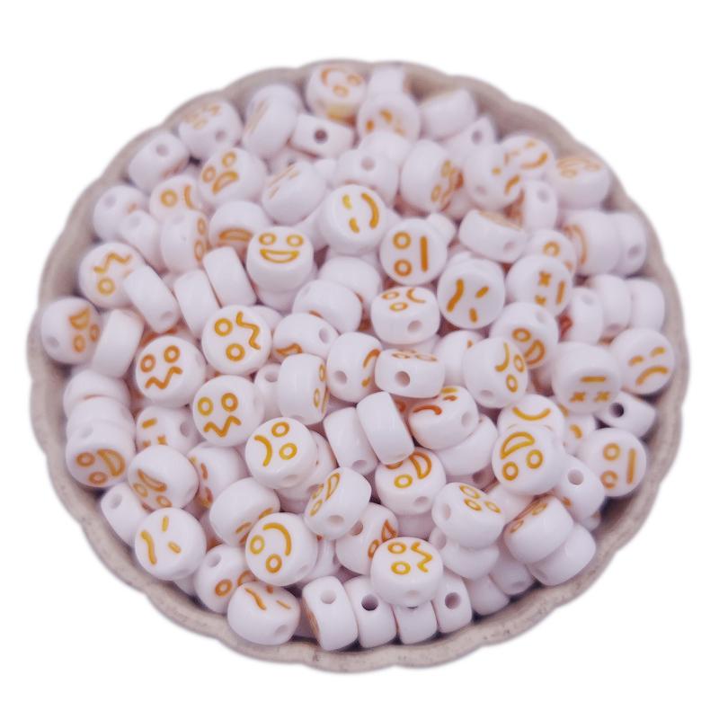 50 шт., эмодзи, смайлик, улыбающееся и плачущее лицо, свободные акриловые бусины овальной формы, разноцветные подвески, аксессуары для изготовления ювелирных изделий своими руками