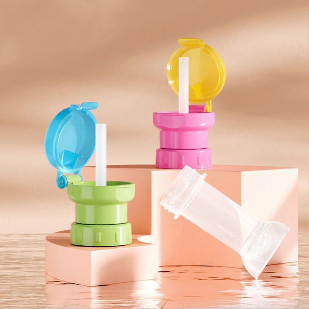 (Blue)KINCJON Silicone Sippy Straw Cup Lids Water Bottle Caps With Straw For Children Drinks Supplies