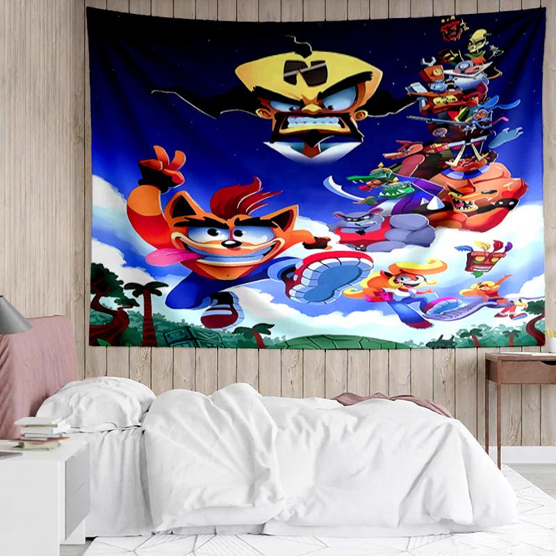 Crash Bandicoot Tapestry for Bedroom Aesthetic Classroom Tapestries Wall Hanging for Living Room Dorm Office,Ideal Creative Gift