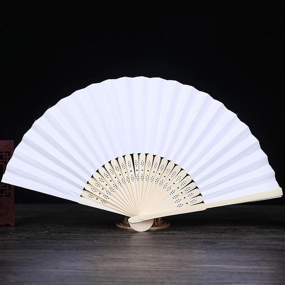 Wedding Chinese Style Party Solid Color Folding Paper Fan Photo Prop Tool Hand Held Fan Dance Fan