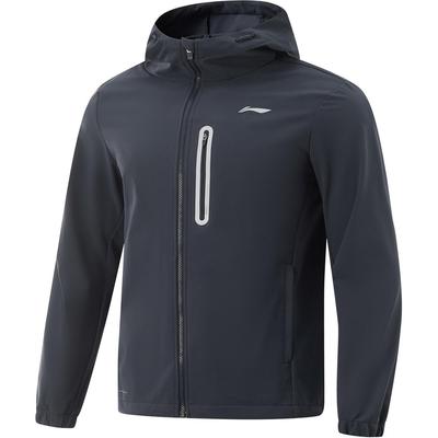 Li Ning Fitness Series Brand Logo Повседневная удобная куртка на молнии Мужские куртки Темно-синие AFDV071-2