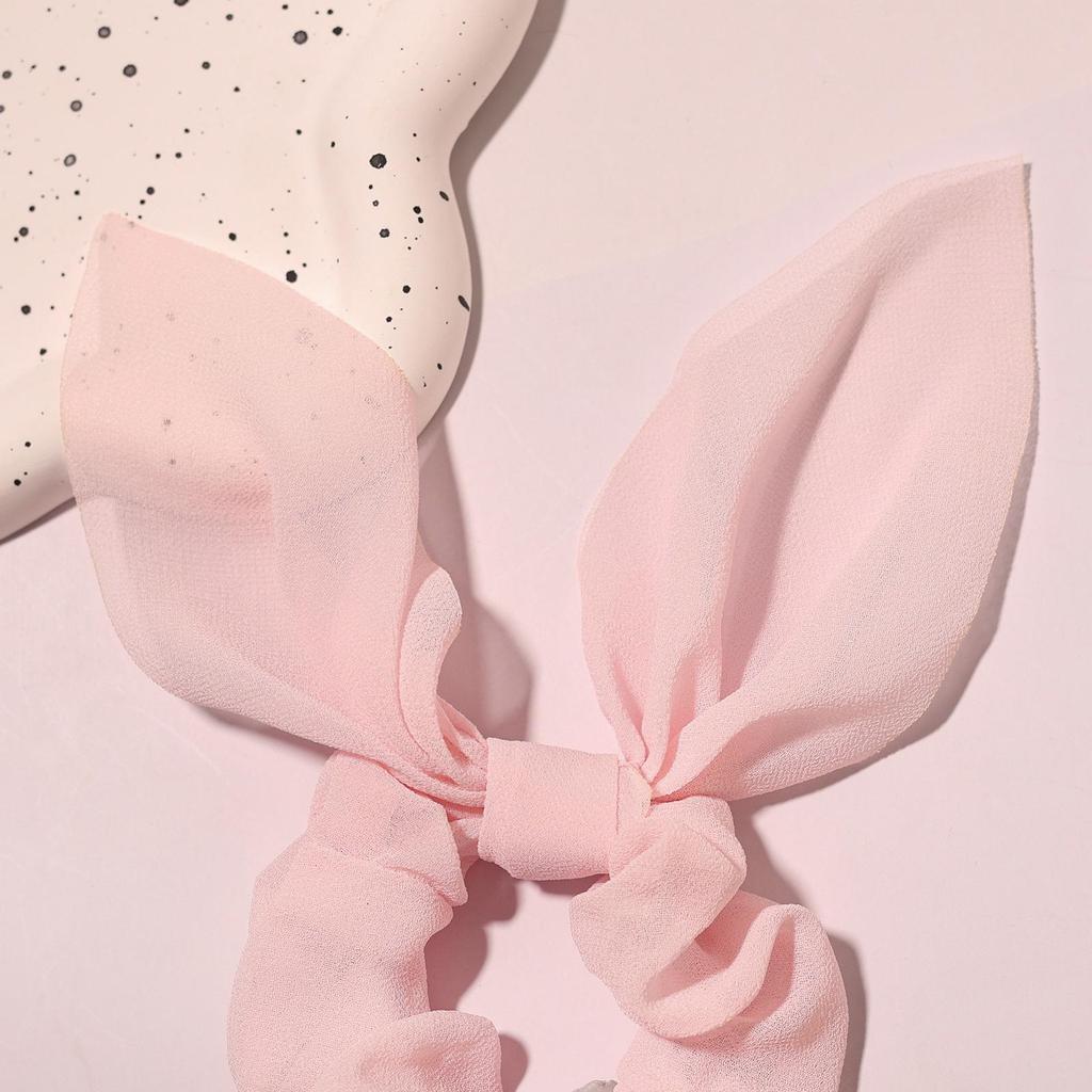 Шифоновая резинка для волос с бантом и кроличьими ушками - Универсальный аксессуар для волос конфетного цвета для девочек