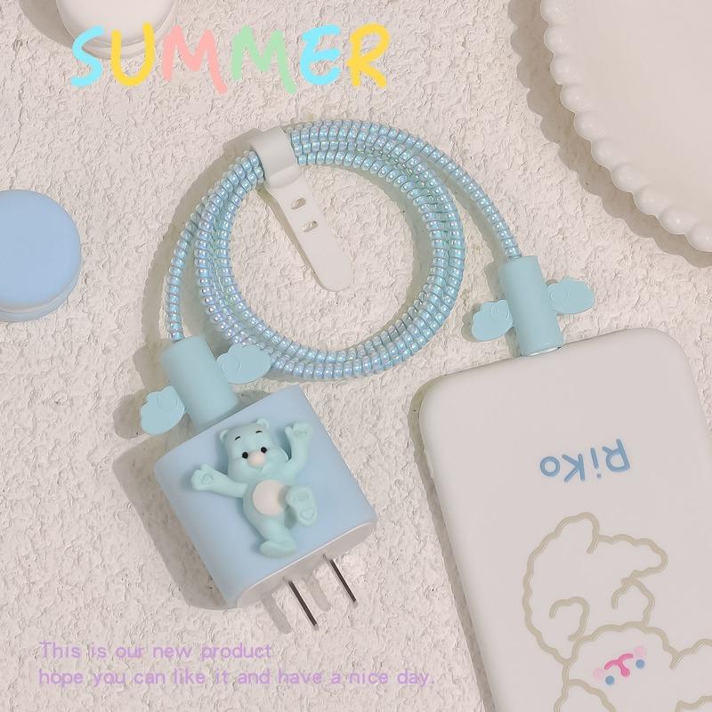 Cute Cable Protector Cord Wire Cartoon Protection Charger Protector Cover Soft Siliconer Charging Cable Protection Case for iPhone 18/20w
