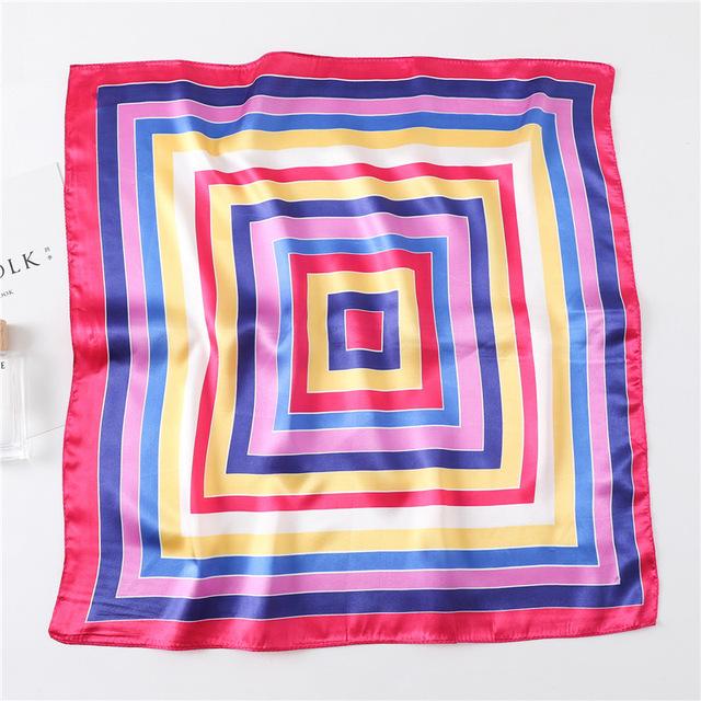 Модный шелковый квадратный шарф для женщин, 60 см, атласная шея, повязка для волос, сумка, мягкий офисный шейный платок, хиджаб, женский платок, бандана