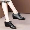 Женские осенние туфли на платформе, универсальные туфли на толстом каблуке с круглой головкой, мягкая кожа на танкетке