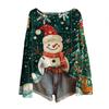 Women's Christmas Print Lightweight Sweater Casual Long Sleeve Knitted Pullover