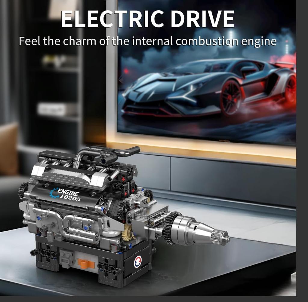 MOULD KING 10205 Technical Car Part Toys The Motorized RR Vintage Car V12 Engine Building Block Brick Kids Christmas Gift