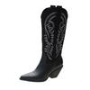 Fashion White Cowboy Boots Retro Thin Pointed High Barrel Knight Boots Thick Heel Women's Knee Length Cowboy Boot for Women