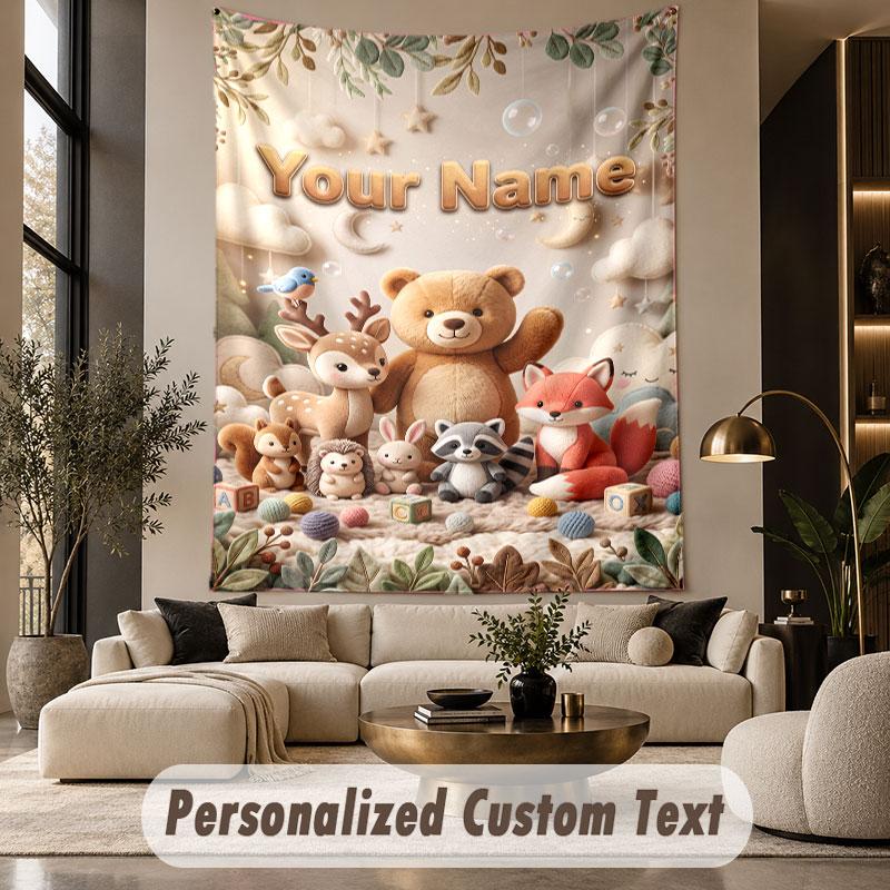 Forest Nature (90) Theme Custom Tapestry Personalized Custom Name Text Wall Hanging Tapestry Home Decor Background Cloth