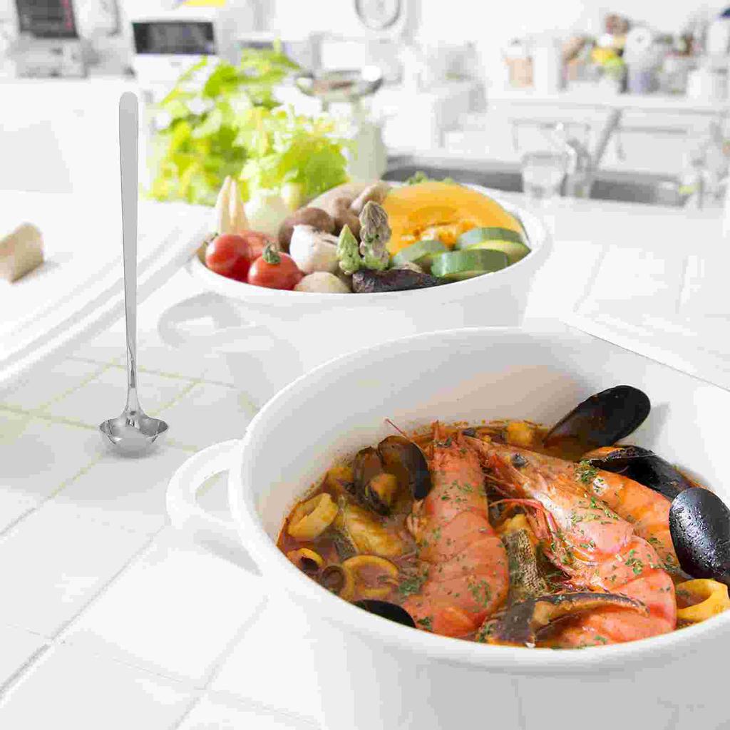 Длинная ложка для смешивания Ложки для приготовления пищи Большая порция супа Кухня Вок Половник Металлическая ручка Помешивание