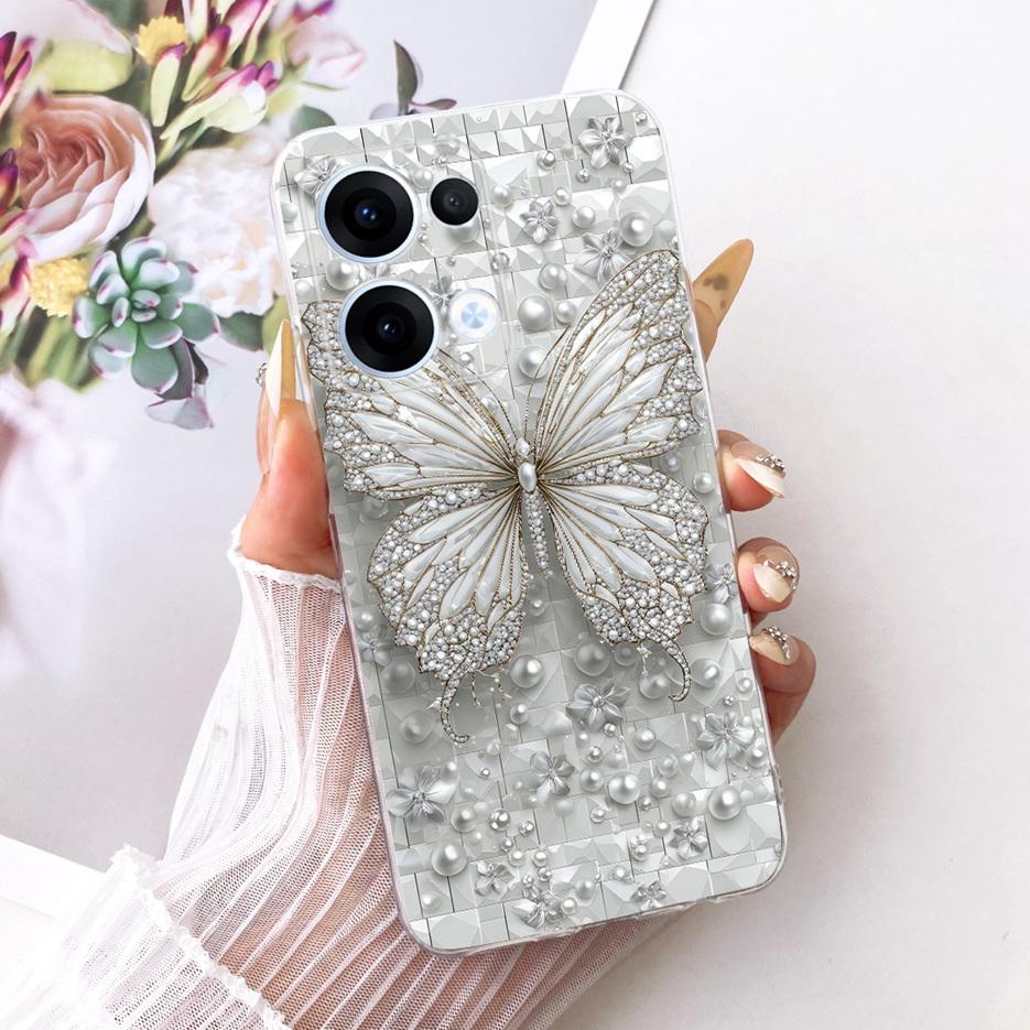 For Oppo Reno13 Pro Case CPH2697 Luxury Flowers Butterfly Painted Cover Soft Slim Phone Case For Oppo Reno 13 Pro Reno13 5G Bags