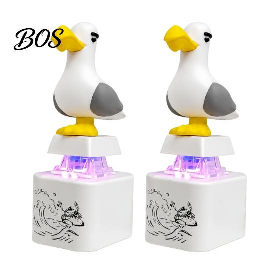 Mechanical Press Keychain 1/2Pcs Seagull Mine Button Keychain, Rechargeable Fidget Clicker with Real With Sound Effects & LED Light, Mini Hanging