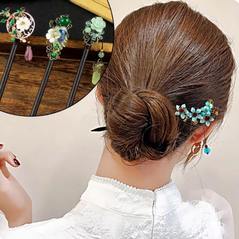 Wooden New Chinese Hair Stick Vintage Hanfu Hair Bun Hair Ornaments Hairpin Fork for Hanfu