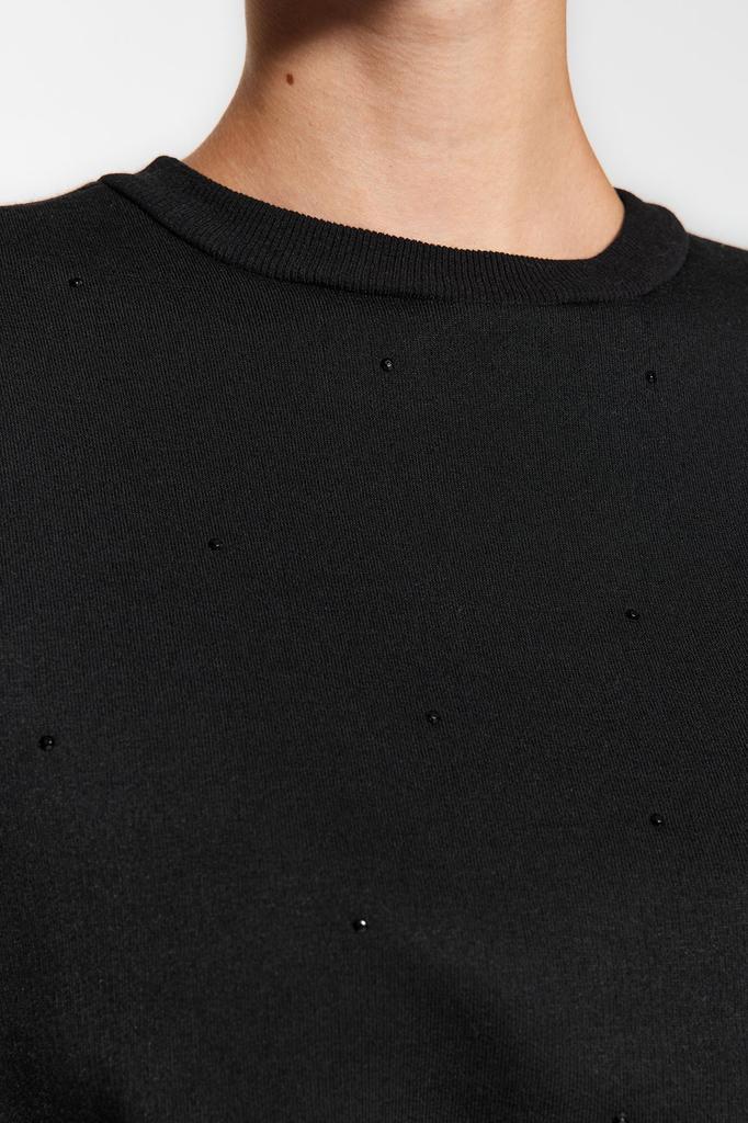 Женская модная стильная толстовка, черная, толстая внутри, из флиса, с камнями, обычная, нормального кроя, трикотажная толстовка