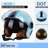 Сертификация DOT Мотоциклетный Casco Go Kart Скутер Мотор-фургон Мотоциклетные шлемы с двумя линзами Винтажные шлемы Four Seasons Racing Half Helmet