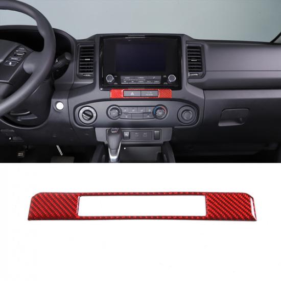 Red Carbon fiber Warning Light Switch Trim Cover for Nissan Frontier 2024-2025