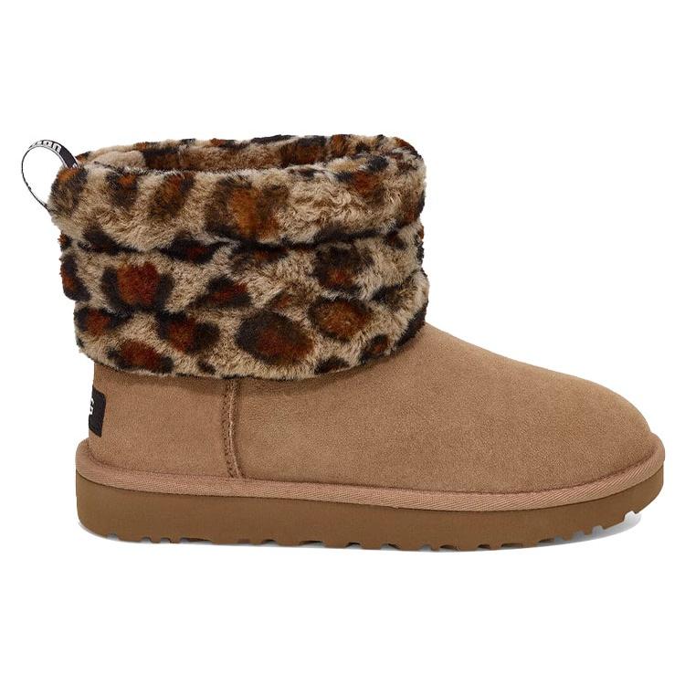 UGG Fluff Mini Quilted Leopard Fleece Lined 'Leopard Print' Women's 1105358-AMP