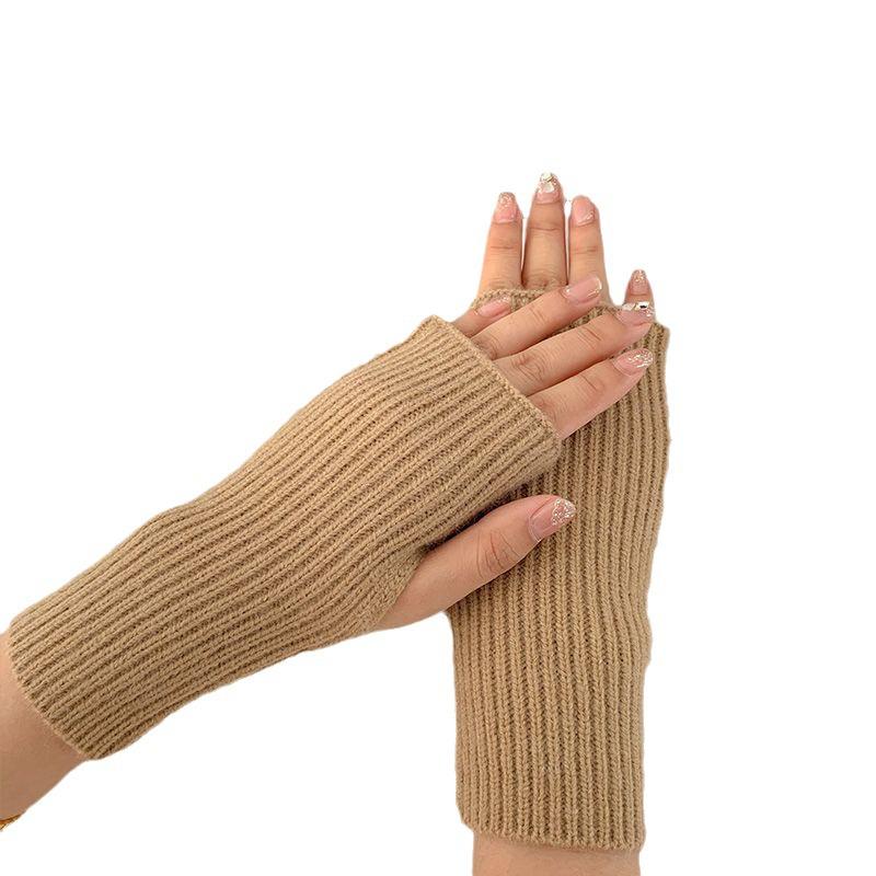 Корейские осенне-зимние шерстяные перчатки без пальцев с сенсорным экраном для женщин - Универсальные, теплые и модные